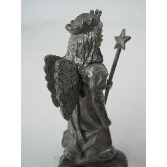 Michael Ricker Pewter 2 Figurine Flowers & Mice, Fairy With Crown Wand & Wings - Picture 10 of 12